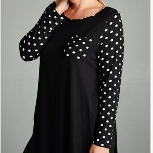 PLUS - Polka Dot Sleeves Top